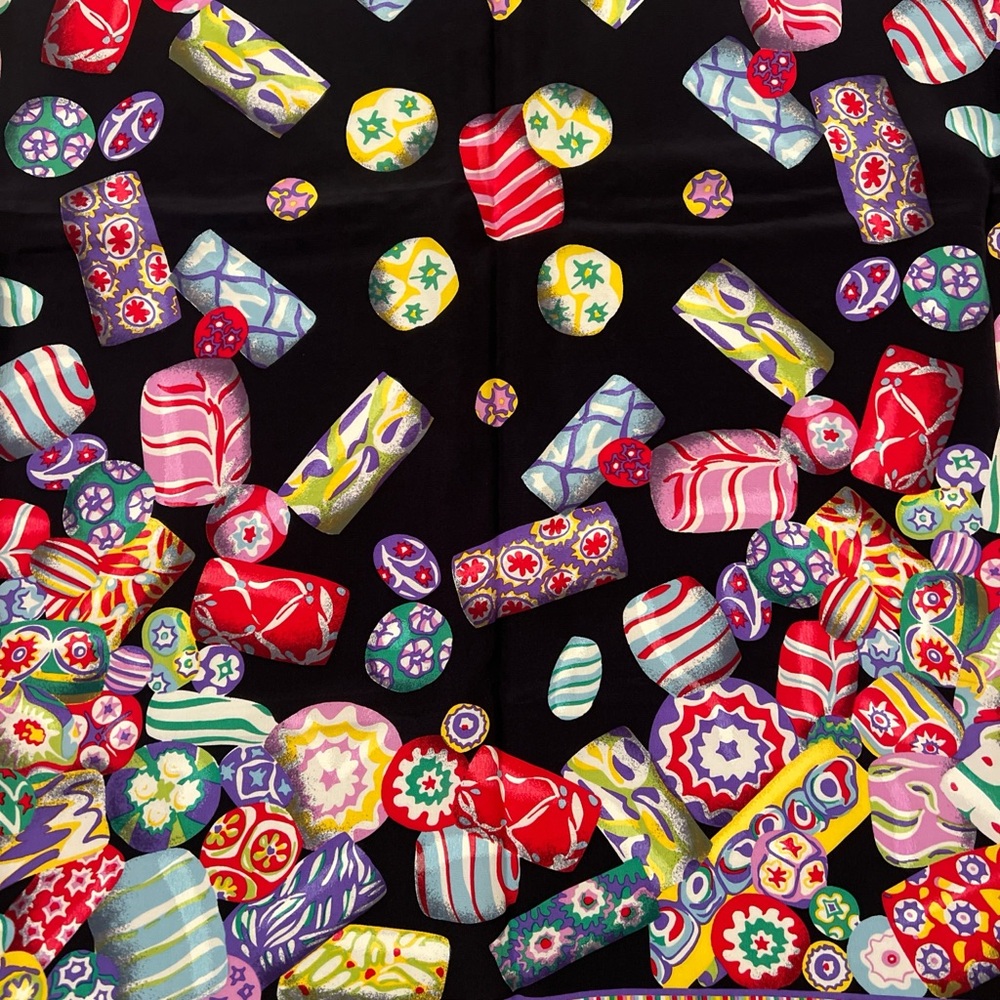 Bottega Veneta Veneta Multi-Colored Millefiori Themed Silk Scarf Candy Print - Picture 3 of 6